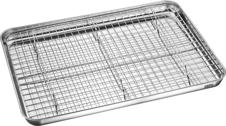 Gefu variado universal bageplade med rist - rustfrit stål - 40,5 x 30,5 cm - aftagelig rist - tåler opvaskemaskine