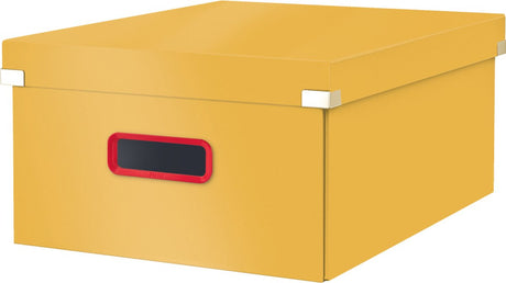 Leitz click store stor pap A3 opbevaringsboks - 85 % genbrugspap - foldbar sorteringskasse med låg - 36,9 x 20 x 48,2 cm (BxHxD) - varm gul