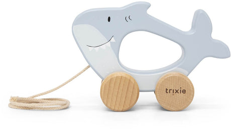 Trixie houten trekspeeltje - mr. shark - voor de eerste stapjes - babyspeelgoed - voor jongens meisjes - dinosaurus