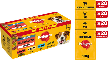 Stamtavle hundefoder - mix udvalg i gelé - måltidsposer - 80x100g