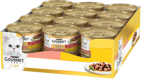 Gourmet guld fine snacks - kattemad vådfoder - laksekylling - 24 x 85 g
