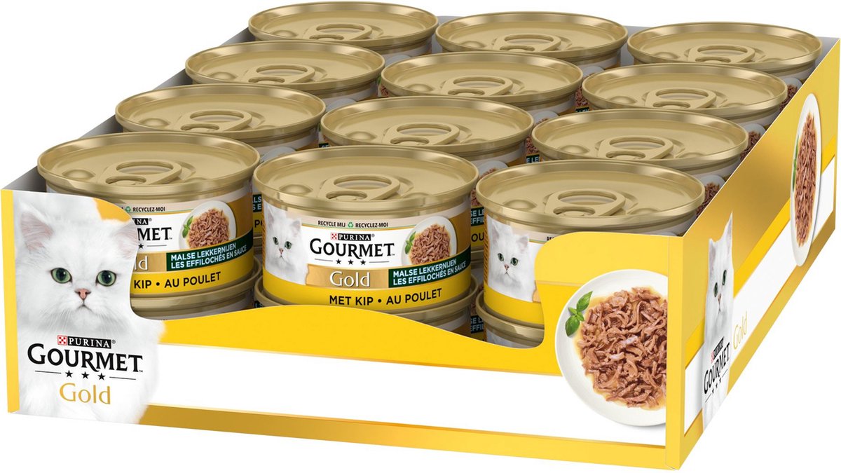 Gourmet møre godbidder i guld - vådfoder til katte - kylling - 24 x 85 g