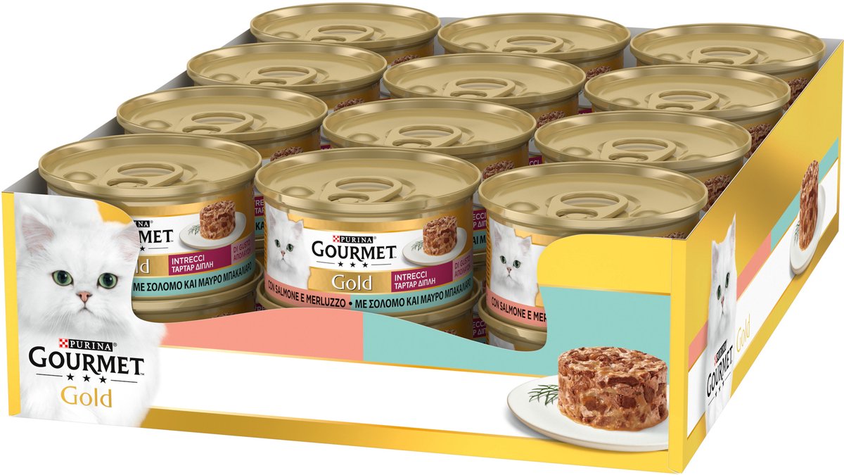 Gourmet guld tårn duo - våd kattefoder - lakseplyce - 24 x 85 g