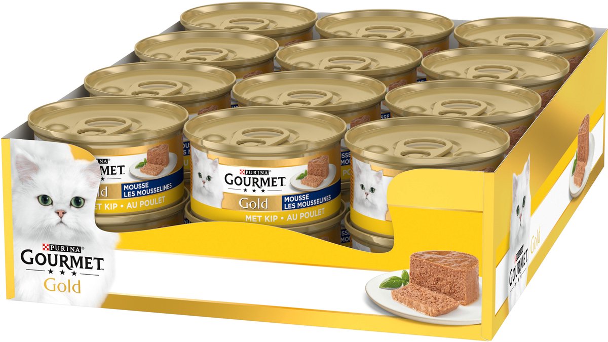 Gourmet guldmousse - 24 x 85 g - kylling - våd kattefoder