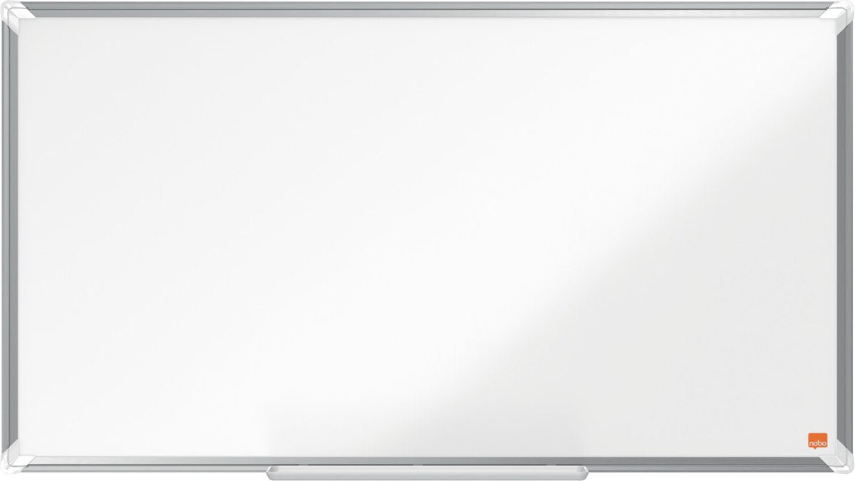 Nobo premium plus widescreen magnetisk whiteboard-emalje - med pennebakke - inklusive tavlemarkør - 890x500 mm