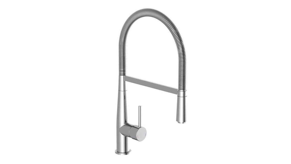 Schütte new york design køkkenhane - blandingsbatteri - drejetud med spiralfjeder - sidehåndtag - krom