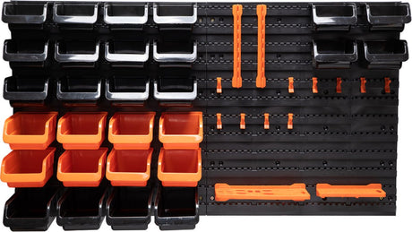 Black+decker værktøjstavle med opbevaringsbakker og bøjler - 98 x 23 x 43 cm - 43 dele - værktøjsvæg