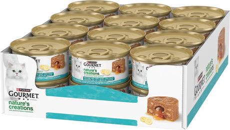 Gourmetnaturens kreationer mousse - 24 x 85 g - torsk og pastinak - hjerte af sauce - våd kattefoder
