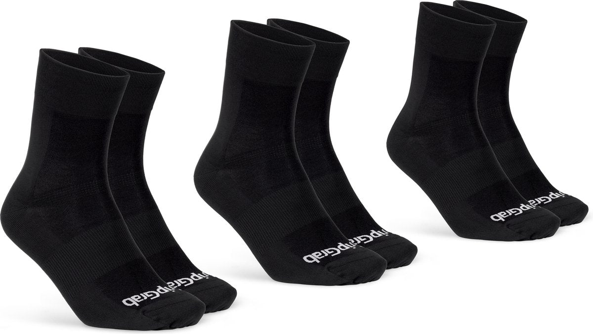 Gripgrab - letvægts SL 3pack performance sommer cykelstrømper 3 par coolmax cykelstrømper almindeligt snit - sort - unisex