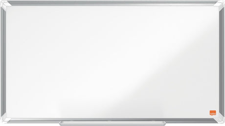 Nobo premium plus widescreen magnetisch whiteboard emaille - met pennengoot - inclusief whiteboard marker - 710x400mm