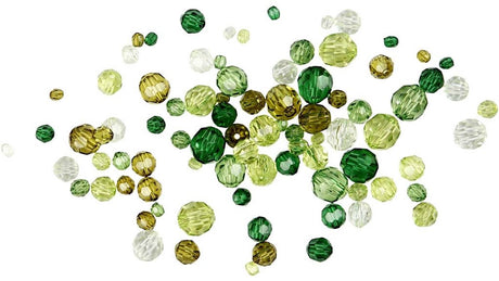 Creativ company facetperler, størrelse 4-12 mm, hulstørrelse 1-2,5 mm, ca. 860 stk, grøn glitter, 250 g 1 æske