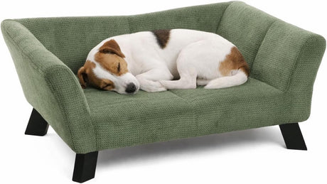 Flamingo hundeseng – sofahund – sofakat – damario rektangulær grøn – 62,5 x 43 x 25 cm – træben