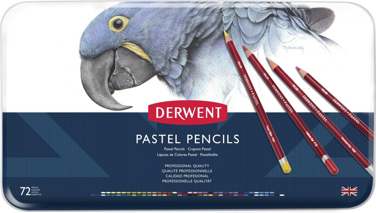 Derwent pastelblyanter - sortiment i tin - 4mm - 72 stk