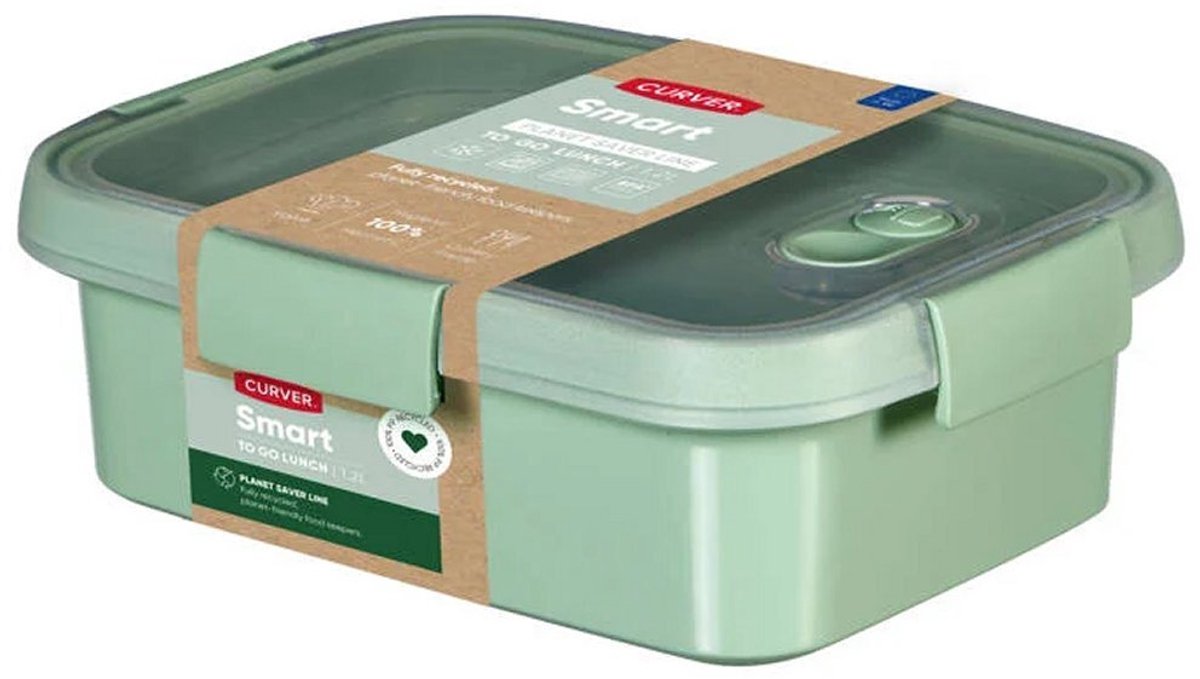 Curver smart to go øko madkasse - 1 liter + bestiksæt - grøn