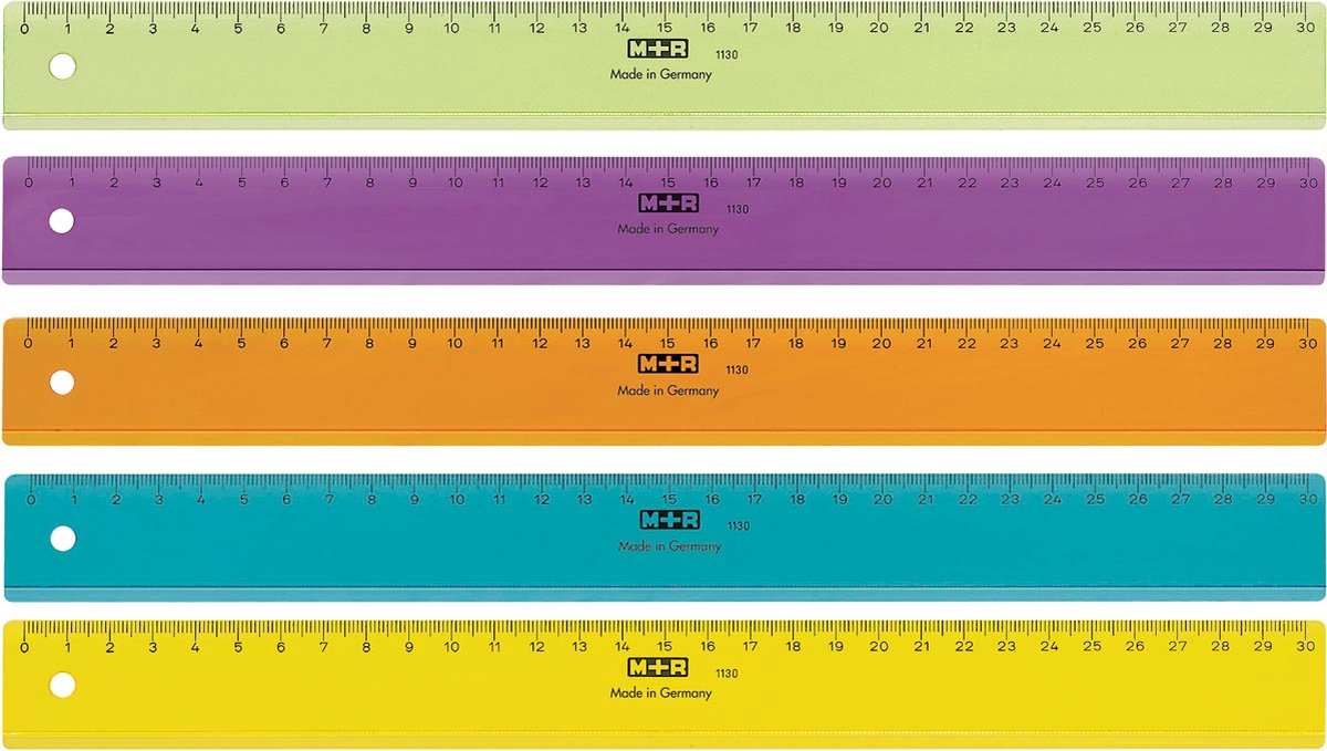 Umærket sans marque lineal m+r 30cm plast transparent assorteret