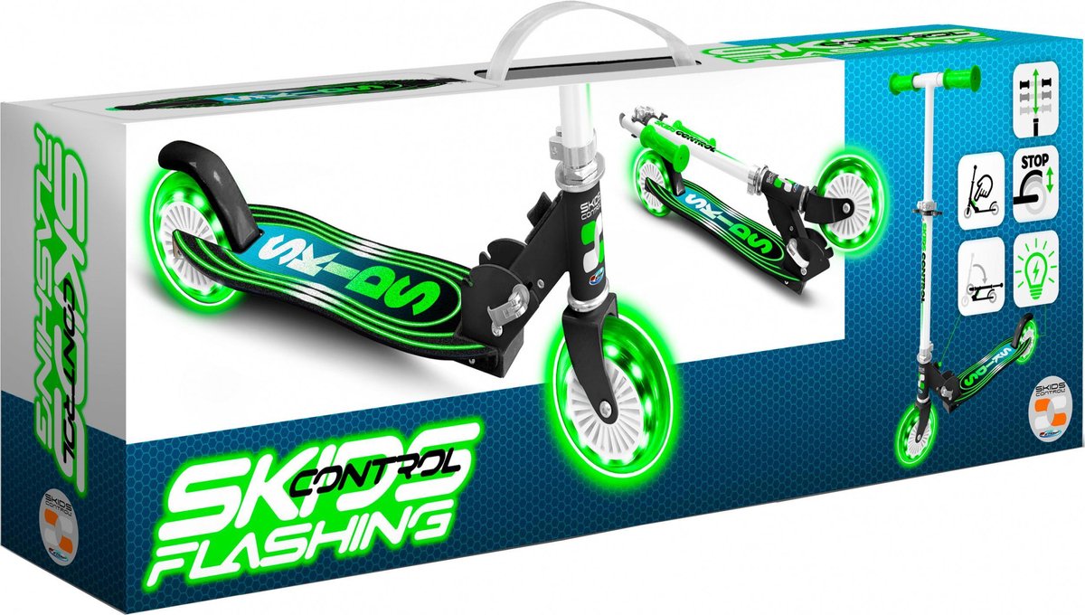 SKIDS KONTROL FLASHING 2-WHEEL KINGERSTEP Foldbar fodbremse grøn