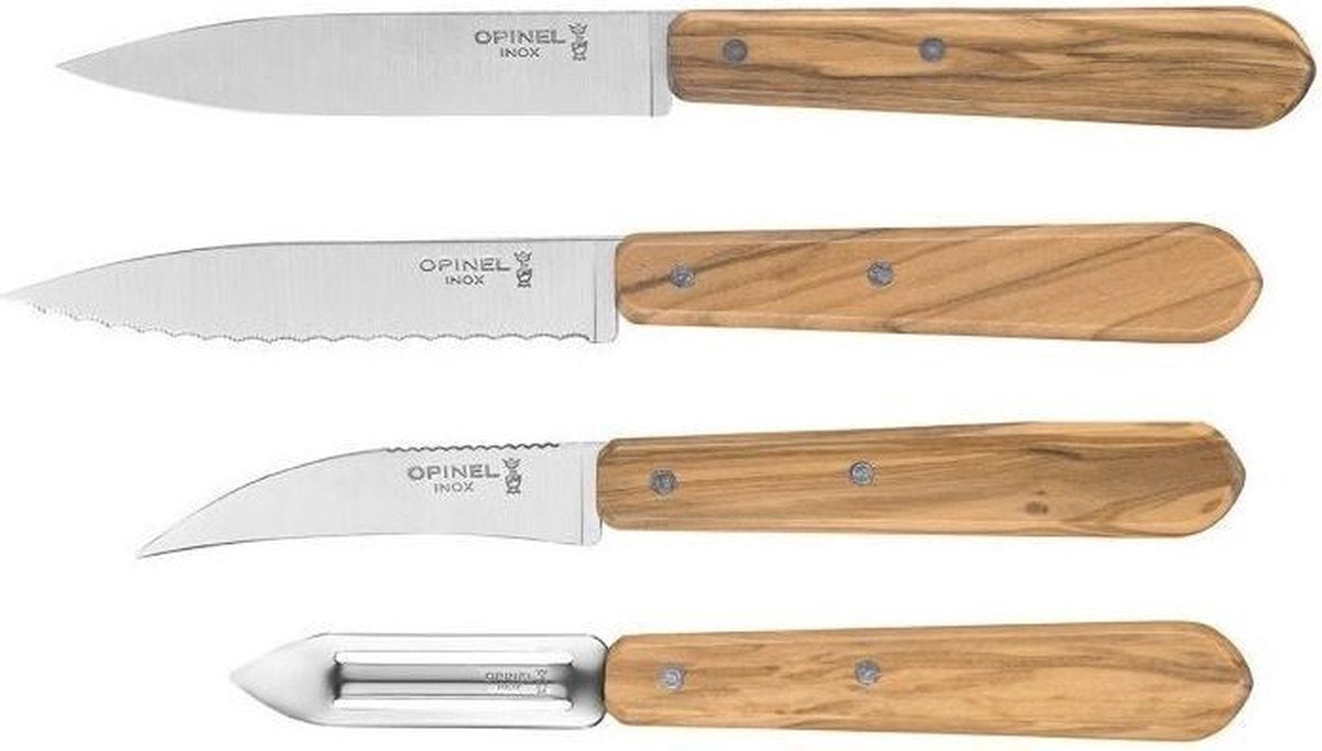 Opinel Lesessentials knivsæt 4-delt oliventræ