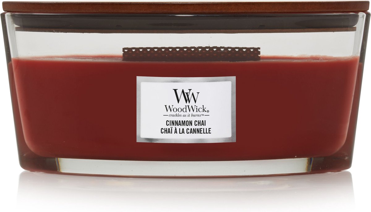 Woodwick heartwick flamme ellipse duftlys - kanel chai - 50 brændende timer