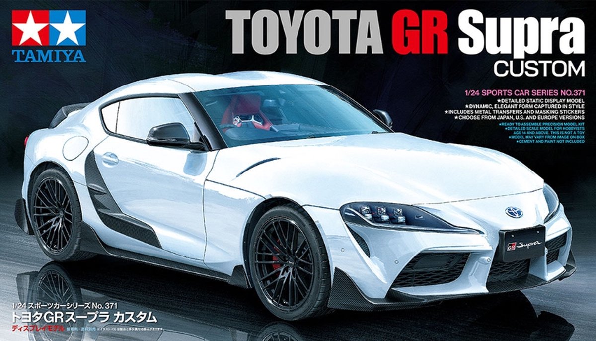 Tamiya model kit bil - 24371 toyota gr supra custom - sports coupe - bil plast - 1:24 - modelfremstilling