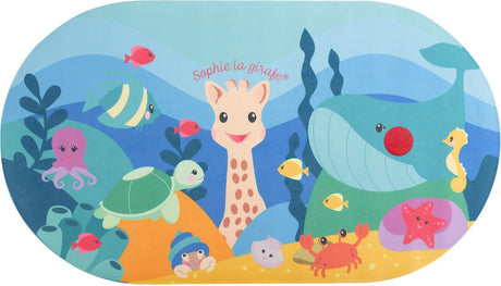 Sophie the giraffe bademåtte med temperaturindikator - skridsikkert, muntert design med havdyr, velegnet til 8+ måneder