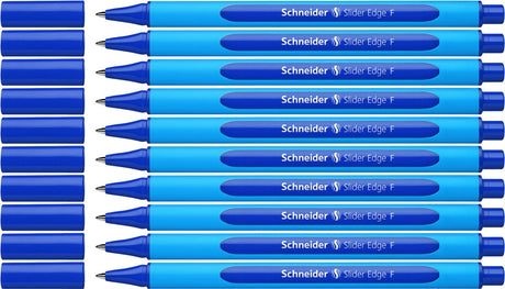 Schneider skriveredskaber schneider kuglepen - skyderkant - nib f - skrivefarve blå - 10 stk - s-152003-10