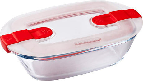 Pyrex cook, varme madbeholder rektangulær med låg 17 x 10cm