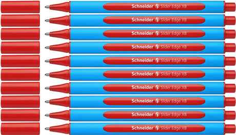 Schneider skriveredskaber schneider kuglepen - skyderkant - nib xb - skrivefarve rød - æske 10 stk.