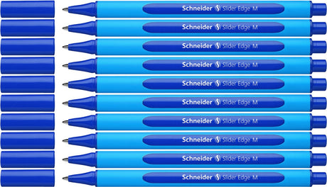 Schneider skriveredskaber schneider kuglepen - skyderkant - nib m - skrivefarve blå - 10 stk - s-152103-10