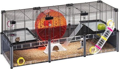 Ferplast multipla hamster stor - modulært hamsterbur - 107,5 x 37,5 x 42 cm - inklusive træningshjul