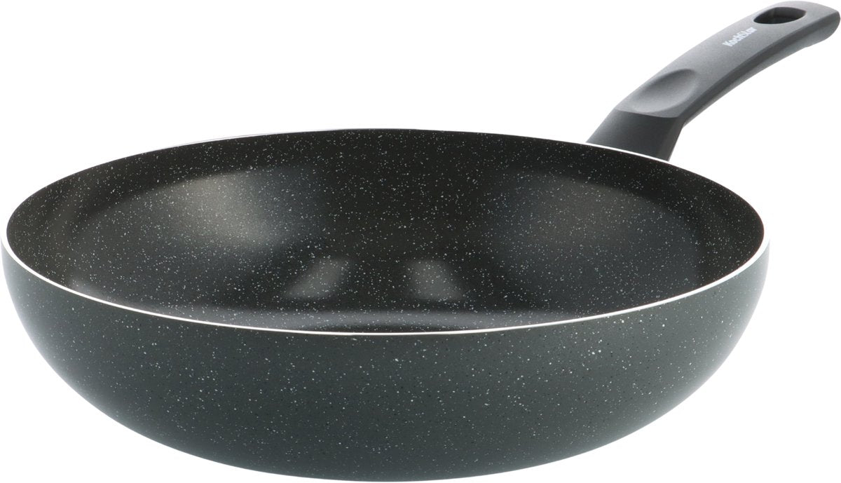 Kochstar stein keramisk wokpande - uden låg - 28cm - 3,57l - pfas-fri - induktions wokpande - induktionspande - keramisk non-stick belægning - kølehåndtag - ovnsikker op til 130° c - granit