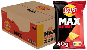 Lay's max natural - ribbede chips - 20 x 40 gram