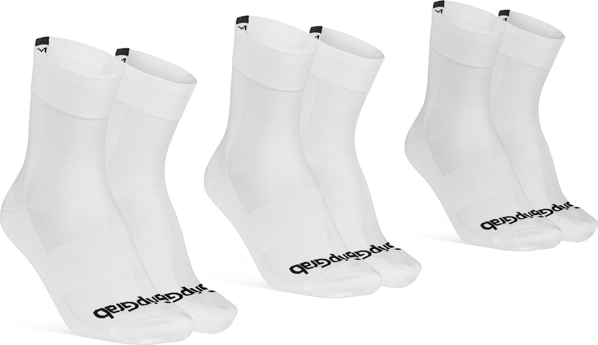 Gripgrab - letvægts SL 3pack performance sommer cykelstrømper 3 par coolmax cykelstrømper almindeligt snit - hvid - unisex