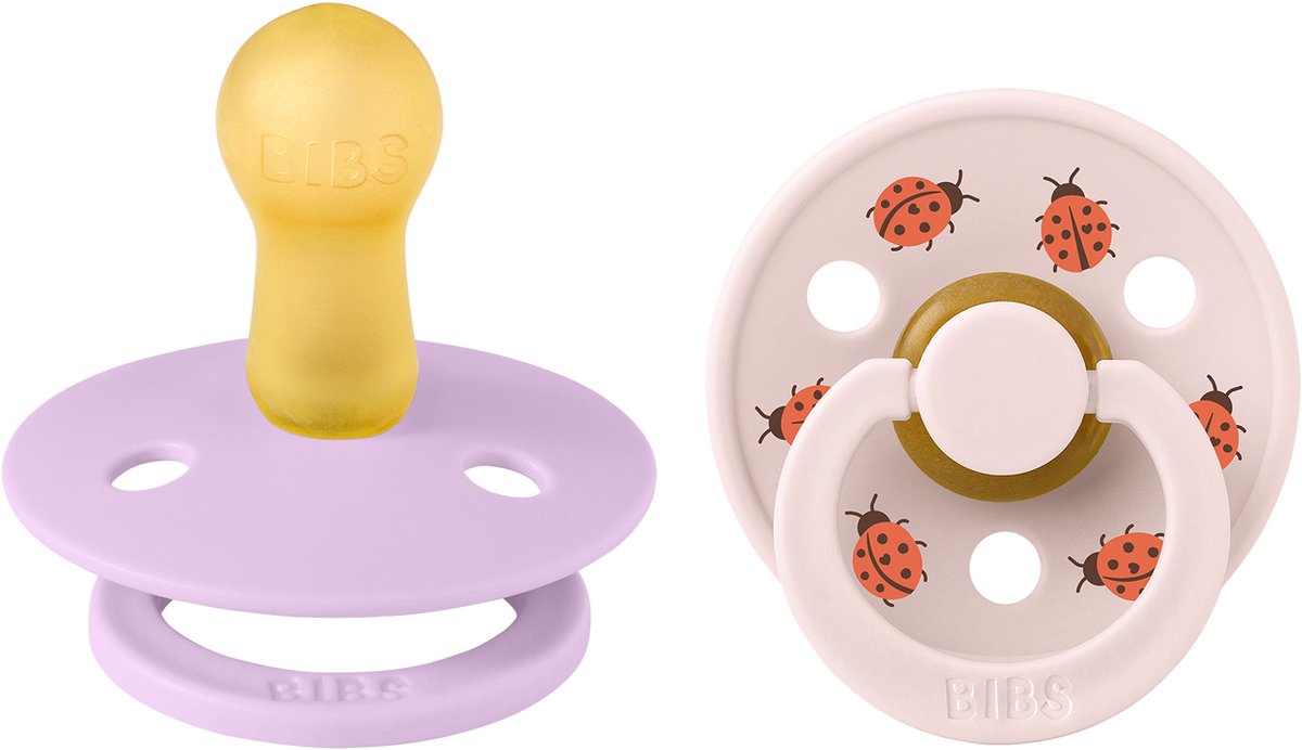 Bibs studio farve sut - rund - 2 stk - 6-18 måneder - mariehøne violet sky mix