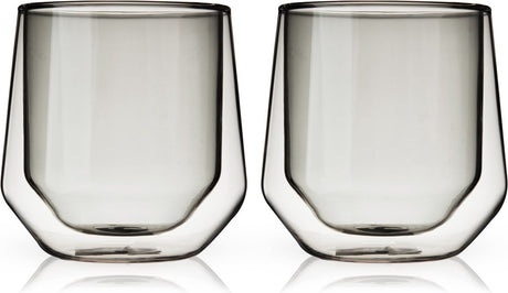 Viski aurora tumbler - dobbeltvægget - glas - 266ml - 2 stk - røg