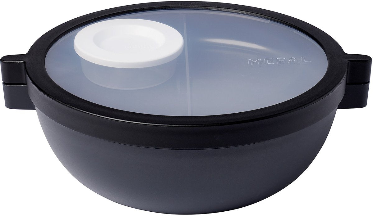 Mepal vita bento lunchbowl - 5 vakken waarvan 3 uitneembare bakjes - bento box - salade lunchbox - nordic black