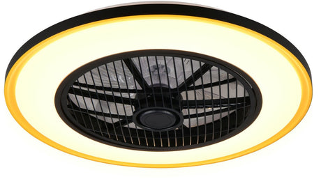 Rl live your light reality varpula - fan - sort-guld - inkl. 1x SMD 28 W - fjernbetjening - integreret lysdæmper - trinløst justerbar lysfarve - sommer- og vintertilstand - 6 hastighedsniveauer
