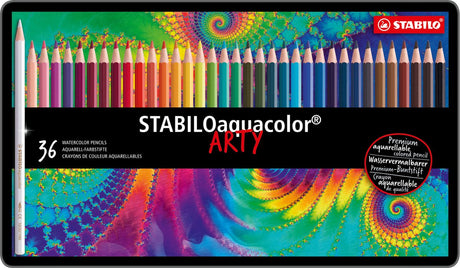 Stabilo aquacolor - premium akvarel farveblyanter - arty - metalkasse 36 farver