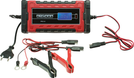 Absaar batterioplader pro 8.0 - 12 24 volt - 0-160 220 ah - rød sort