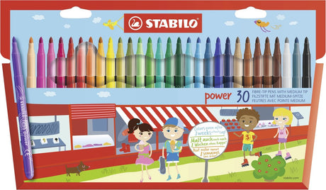 Stabilo power - tusch - op til 8 uger uden hætte - etui med 30 farver