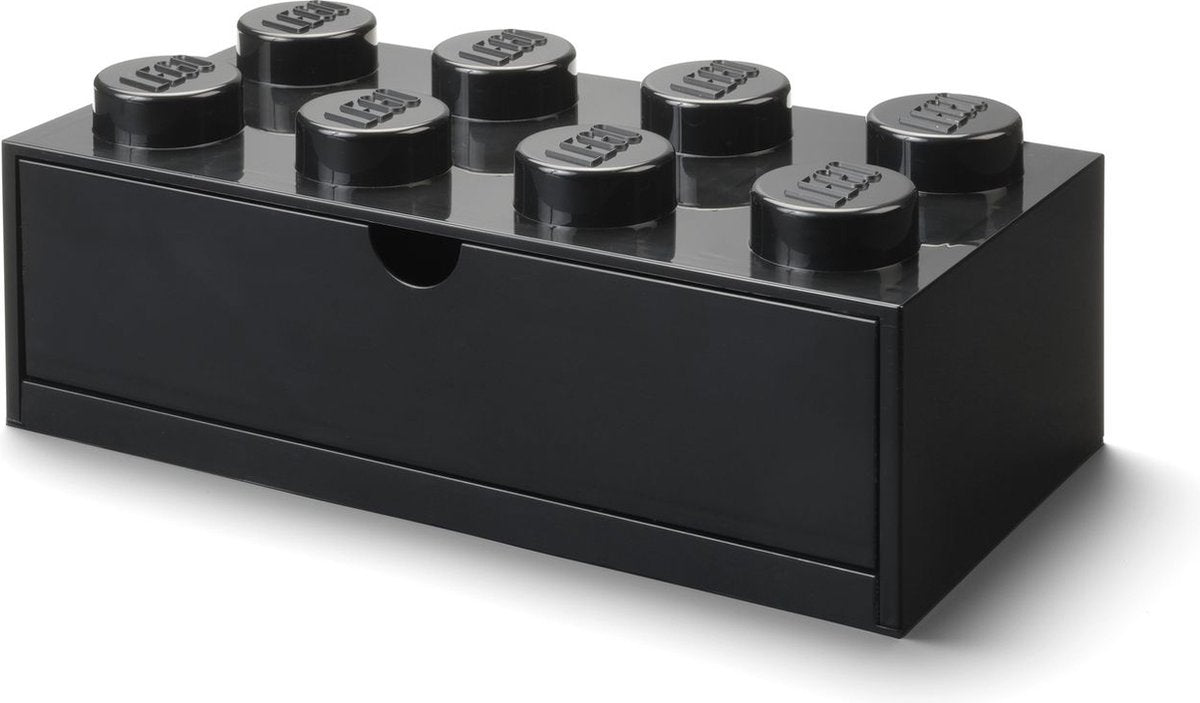 Lego - opbevaringsboks skrivebordsskuffeklods 8 - plastik - sort