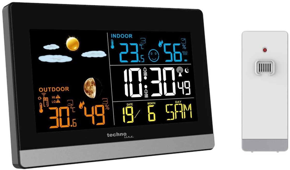 Nexttime vejrstation technoline ws 6455 144x96x38mm sort sølv LCD-skærm