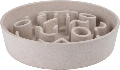 District 70 bamboo slowfeeder beige - hondenvoerbak - ø28 cm