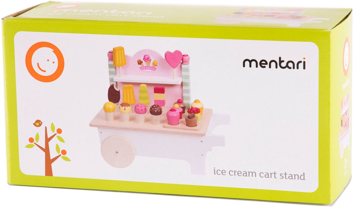 Mentari Wood Ice Cream Cart, 18dlg.