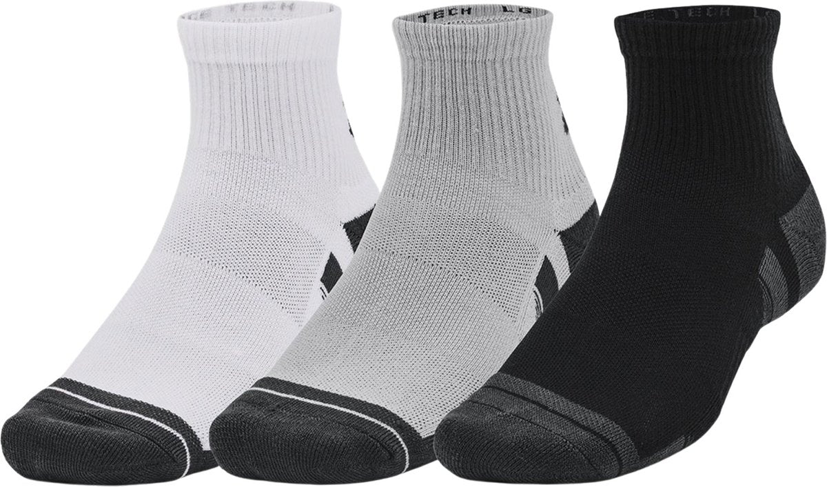 Under armour ua performance tech 3pk qtr unisex sportsstrømper - grå - hvid - grå