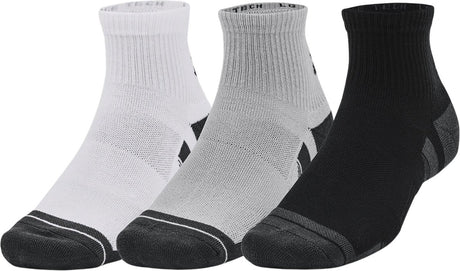 Under armour ua performance tech 3pk qtr unisex sportsstrømper - grå - hvid - grå