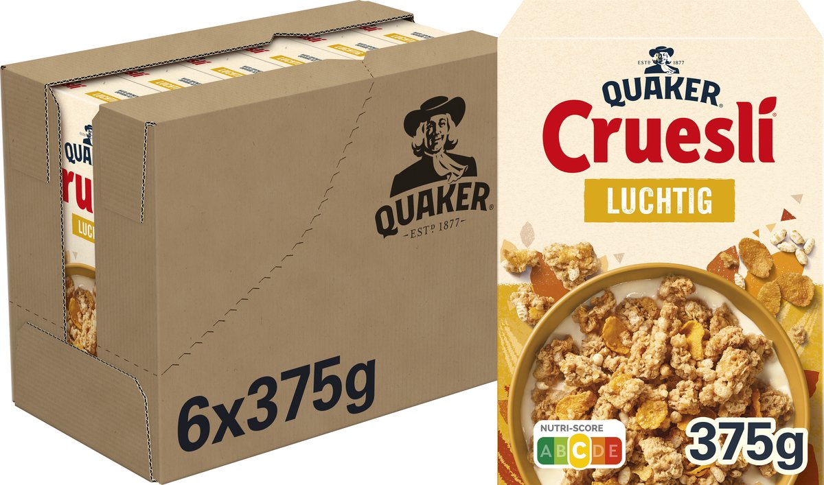 Quaker granola lys naturlig - morgenmadsprodukter - 6 x 375 gram