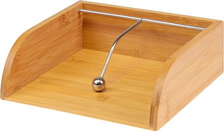 Westmark servietholder + vægt, til 1 4 foldede servietter (33 x 33 cm), 21,5 x 20 x 7 cm, bambus rustfrit stål, tapas + venner, lysebrunt sølv, 69942270