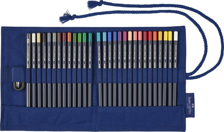 Faber-castell roll-up etui goldfaber - 27 farveblyanter + viskelæder + grafit blyant - fc-114752