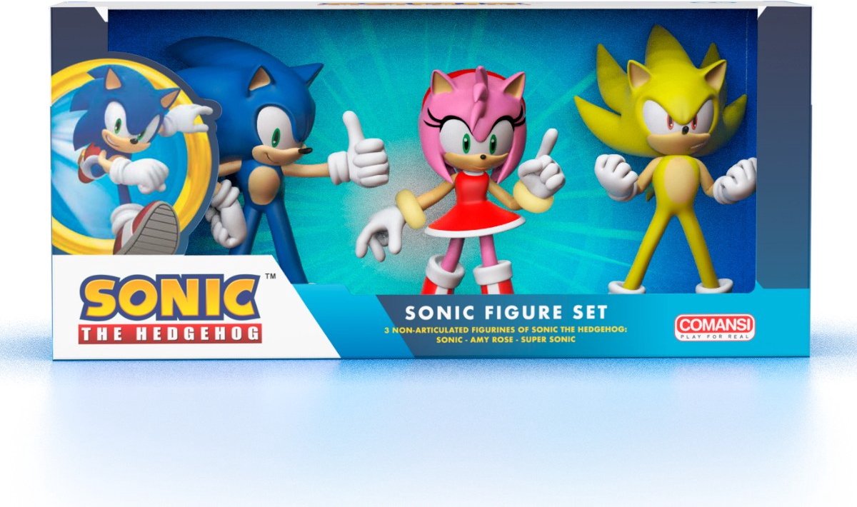 Comansi sonic the hedgehog - 3 figurer i gaveæske - 10 cm