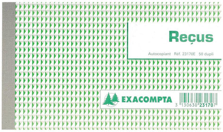 Exacompta - reçus, fod 10,5 x 18 cm, fransk, dupli (2 x 50 ark)